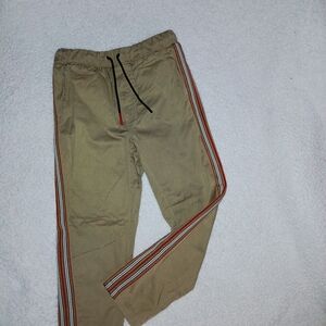 Burberry Kids Tan Joggers with Colorful Stripes